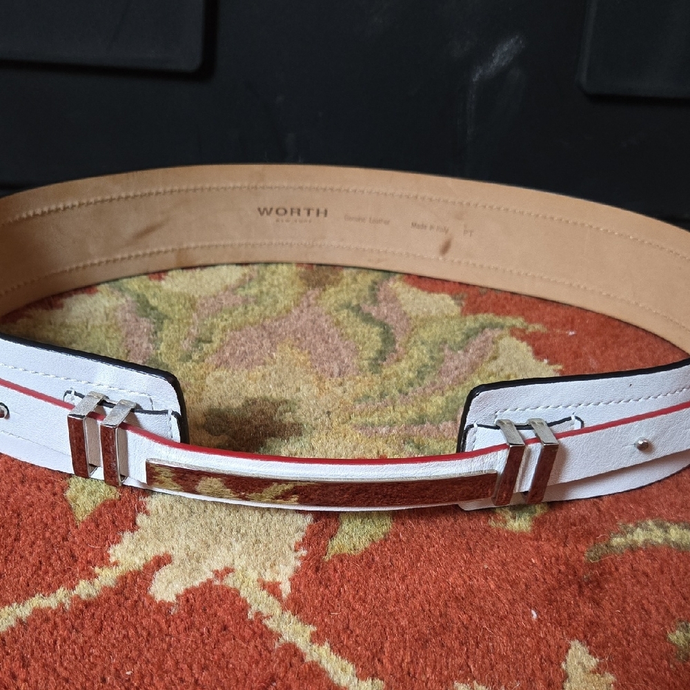 Worth New York White Leather Women's Belt